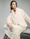 Wool Blend Plush-Collar Open-Front Cropped Jacket