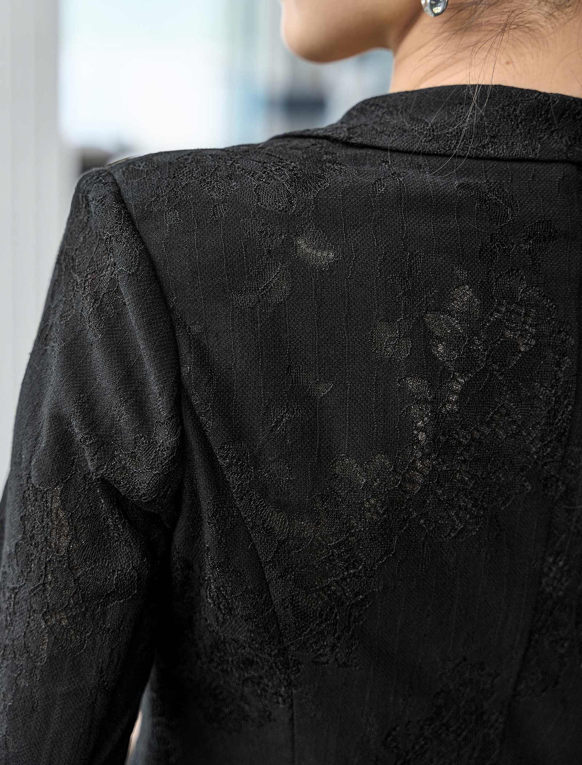 Lace Tailored Blazer with Three Quarter Sleeves