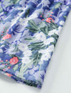 Blue Base Floral Print Pleated Midi Skirt
