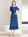 Noir Flocked Lace Midi Dress