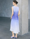 Ombre Crinkle Pleat Sleeveless Midi Dress