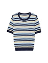 Tencel Striped Short-Sleeve Knit Top