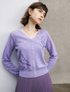 Purple Butterfly Jacquard V-Neck Cardigan