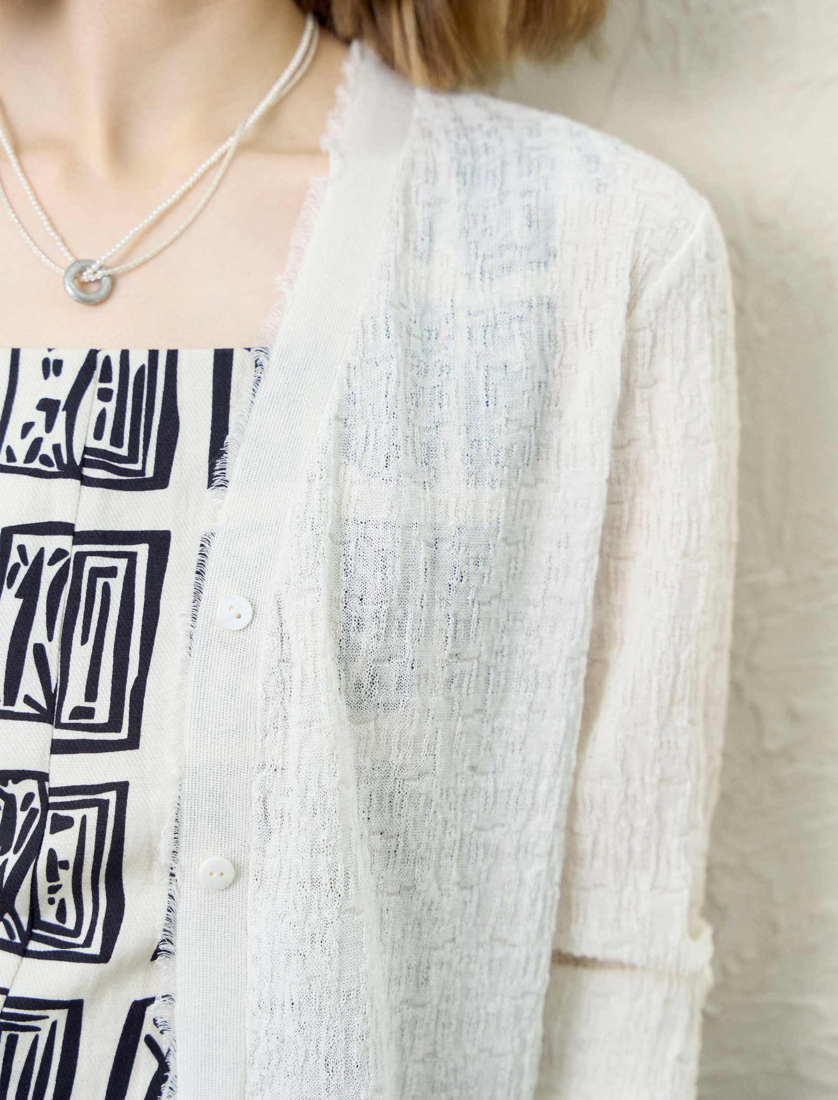 Lightweight Textured Knit V-Neck Cardigan