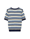 Tencel Striped Short-Sleeve Knit Top
