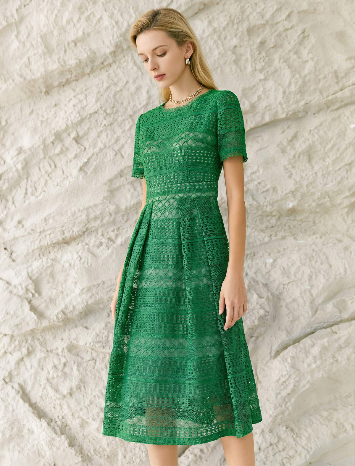 Salerno Soft Lace A-Line Midi Dress