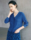 Textured V-Neck Button Front Long Sleeve Cardigan