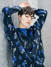 Floral V-Neck Button Front Knit Cardigan