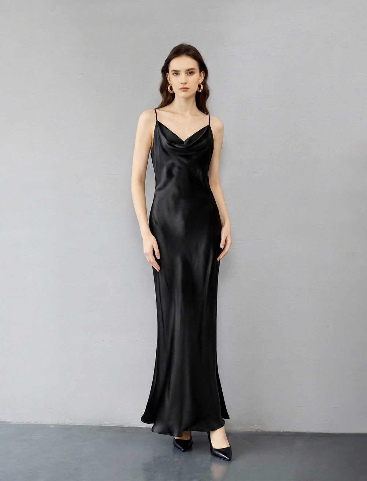 Flowing Silk Open-Back Slip Gown