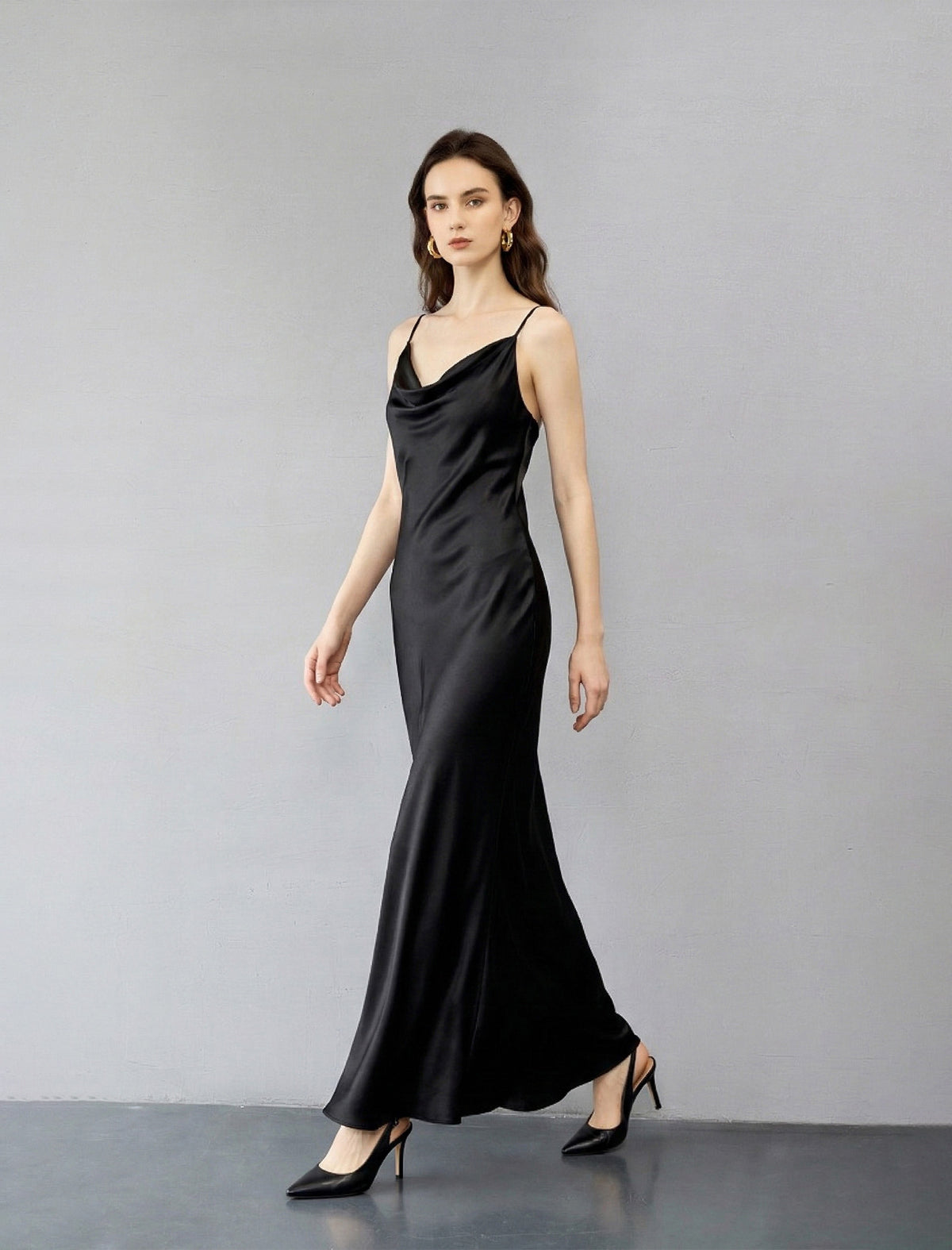 Flowing Silk Open-Back Slip Gown