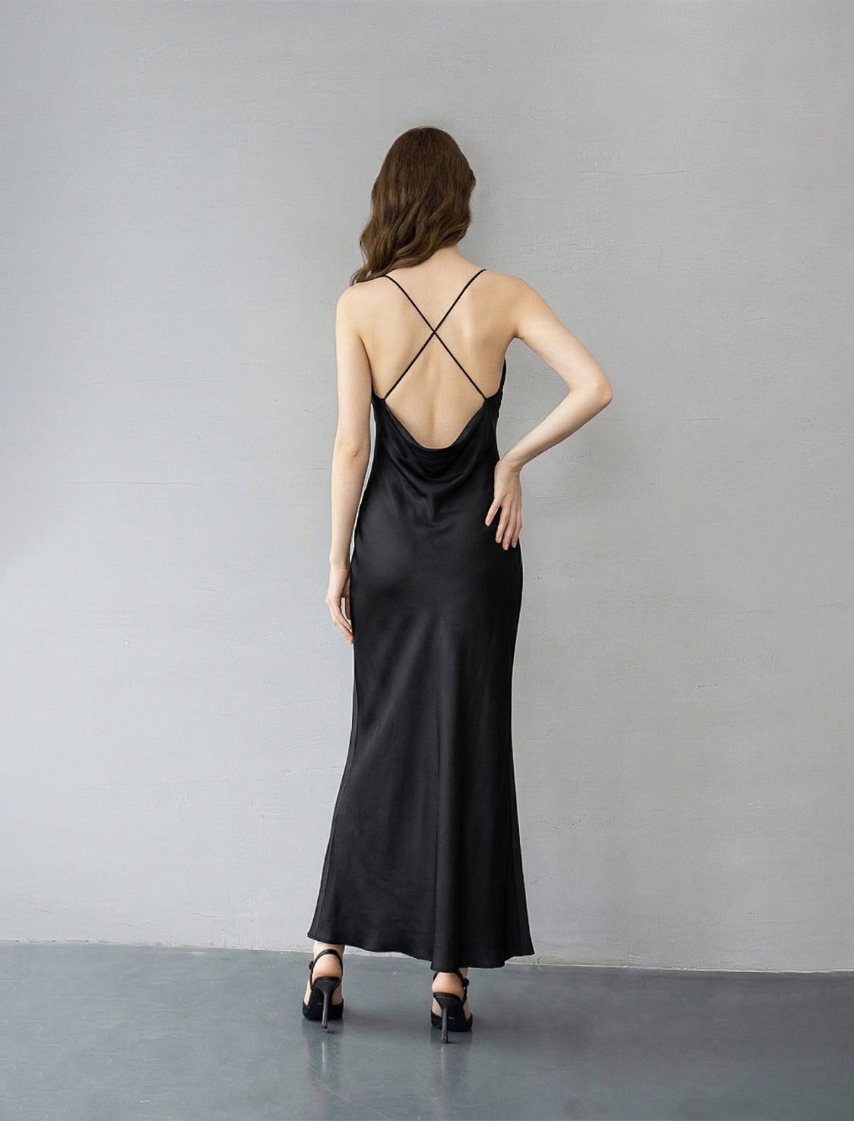 Flowing Silk Open-Back Slip Gown