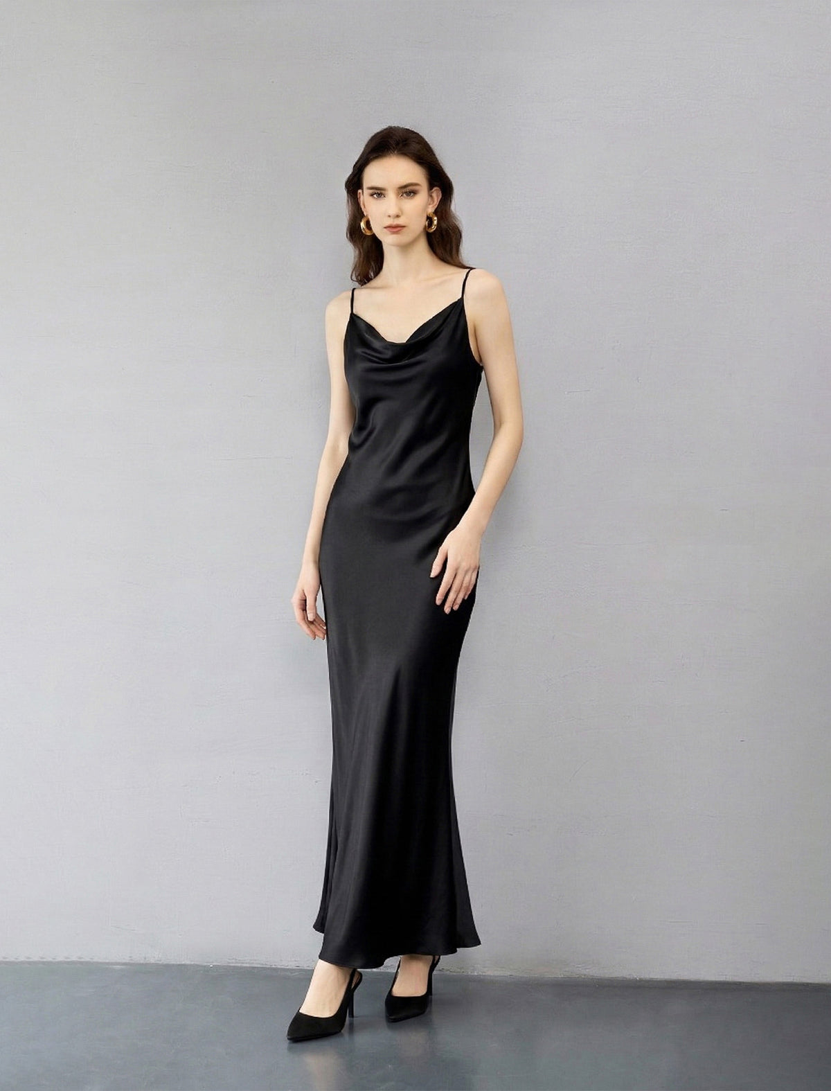 Flowing Silk Open-Back Slip Gown