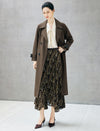 Notched Lapel Double Breasted Belted Knee-Length Trench Coat