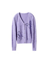 Purple Butterfly Jacquard V-Neck Cardigan