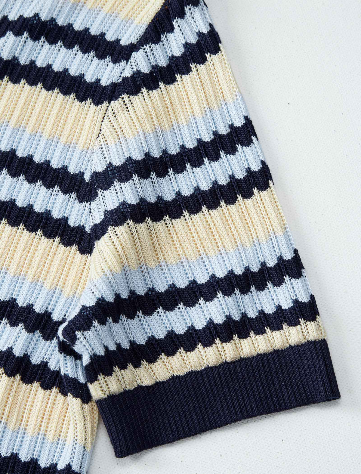 Tencel Striped Short-Sleeve Knit Top