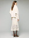 Wool Blend Plush-Collar Open-Front Cropped Jacket