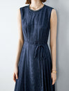 Floral Jacquard A-Line Sleeveless Midi Dress