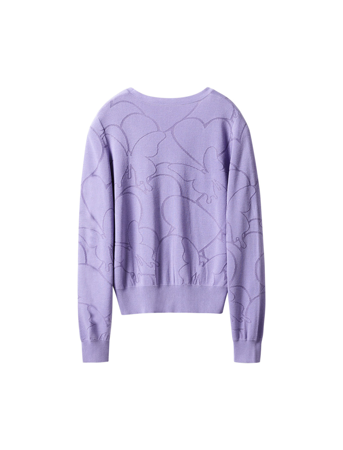 Purple Butterfly Jacquard V-Neck Cardigan