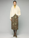 Wool Blend Plush-Collar Open-Front Cropped Jacket