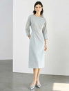 Boat Neck Midi Sheath Dress