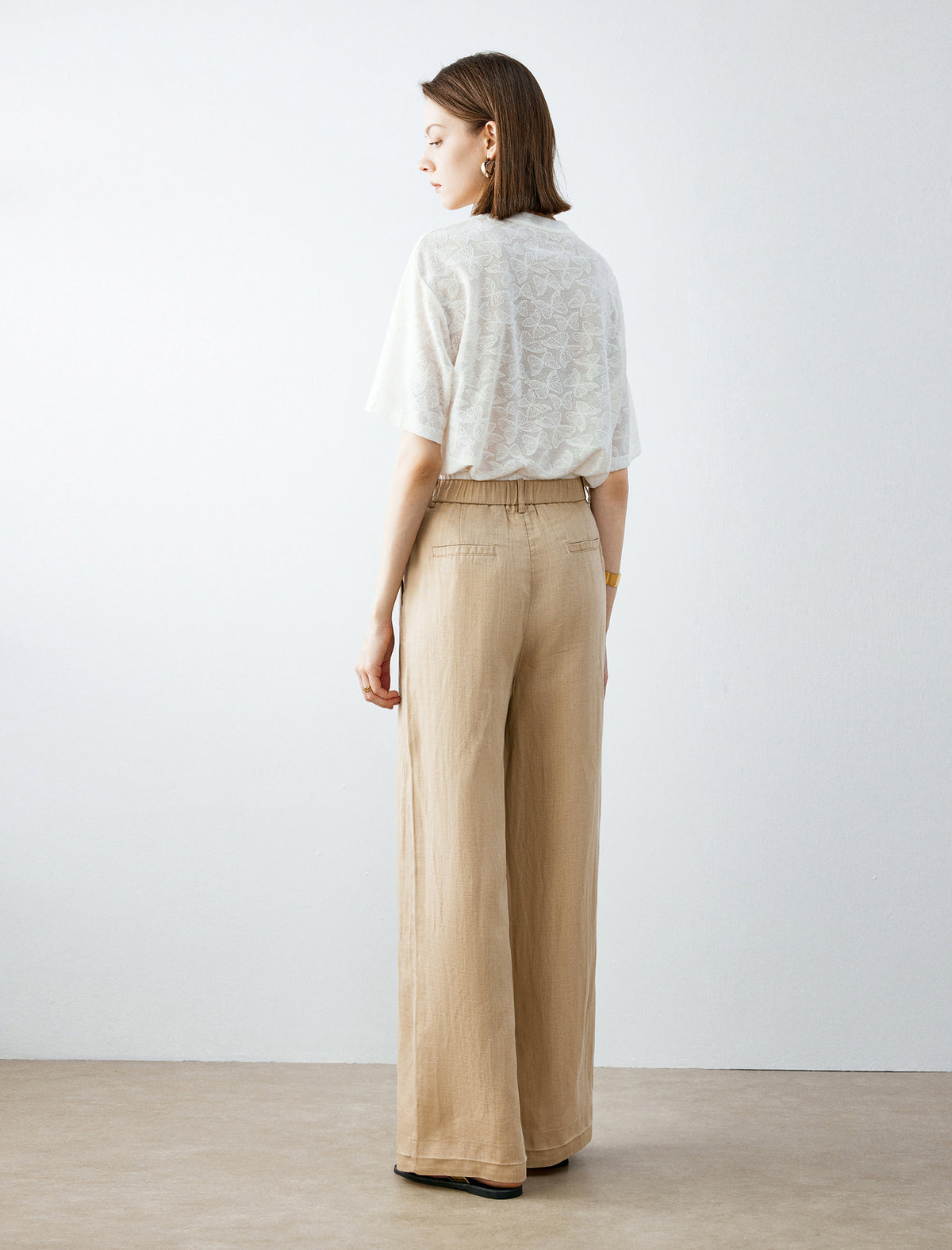 Tencel Blend High Waist Wide Leg Pants