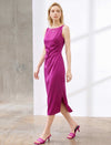 Black Boat Neck Sleeveless Midi Dress