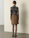 Zebra Print Mock-Neck Long-Sleeve Knit Top