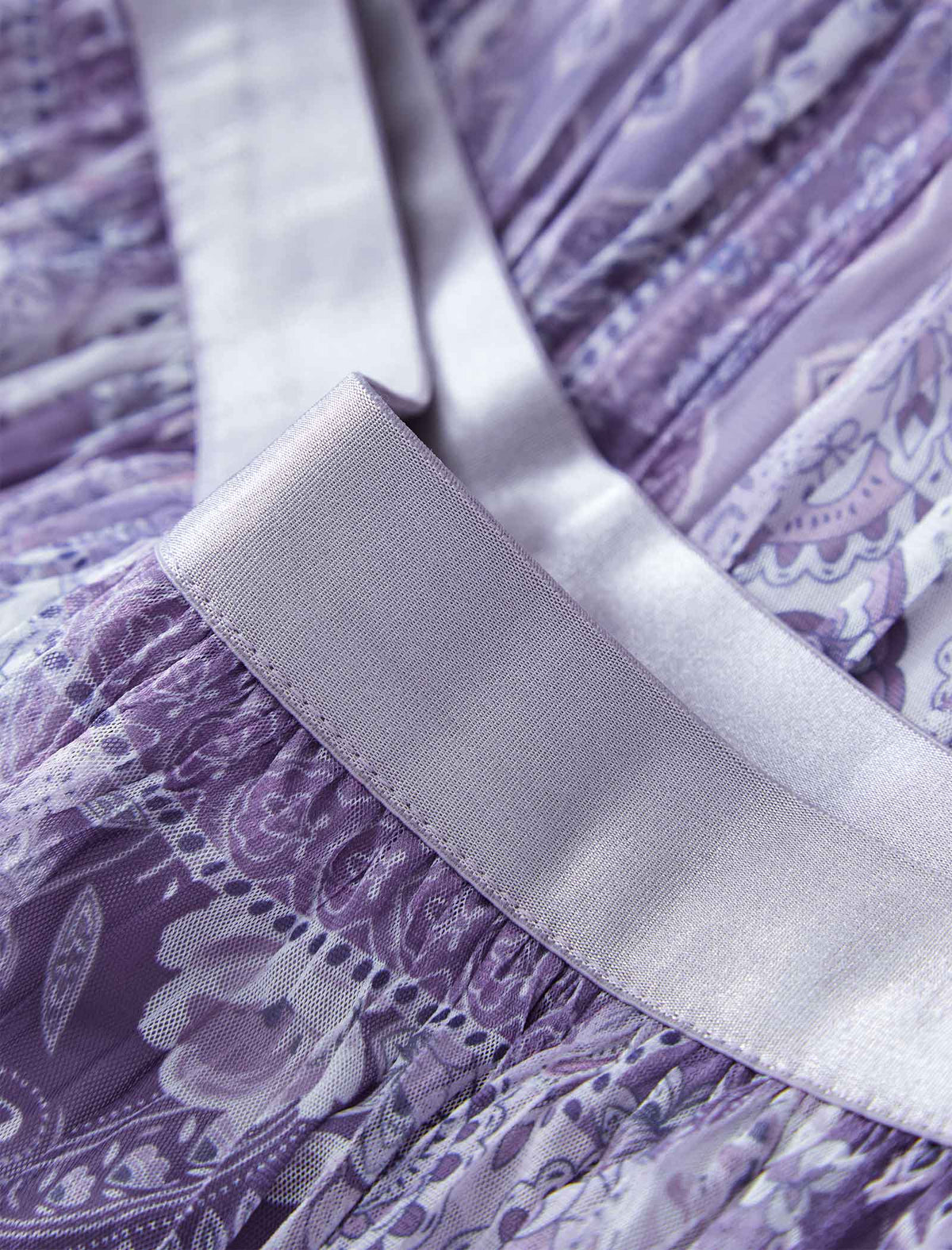 Purple Paisley Print Tiered Midi Skirt