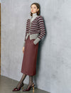 Straight Midi Skirt with Button Detail