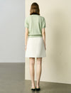 Light Green Sequin-Collar Short Sleeve Cardigan