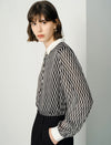 100% Mulberry Silk Checkered Button Up Blouse