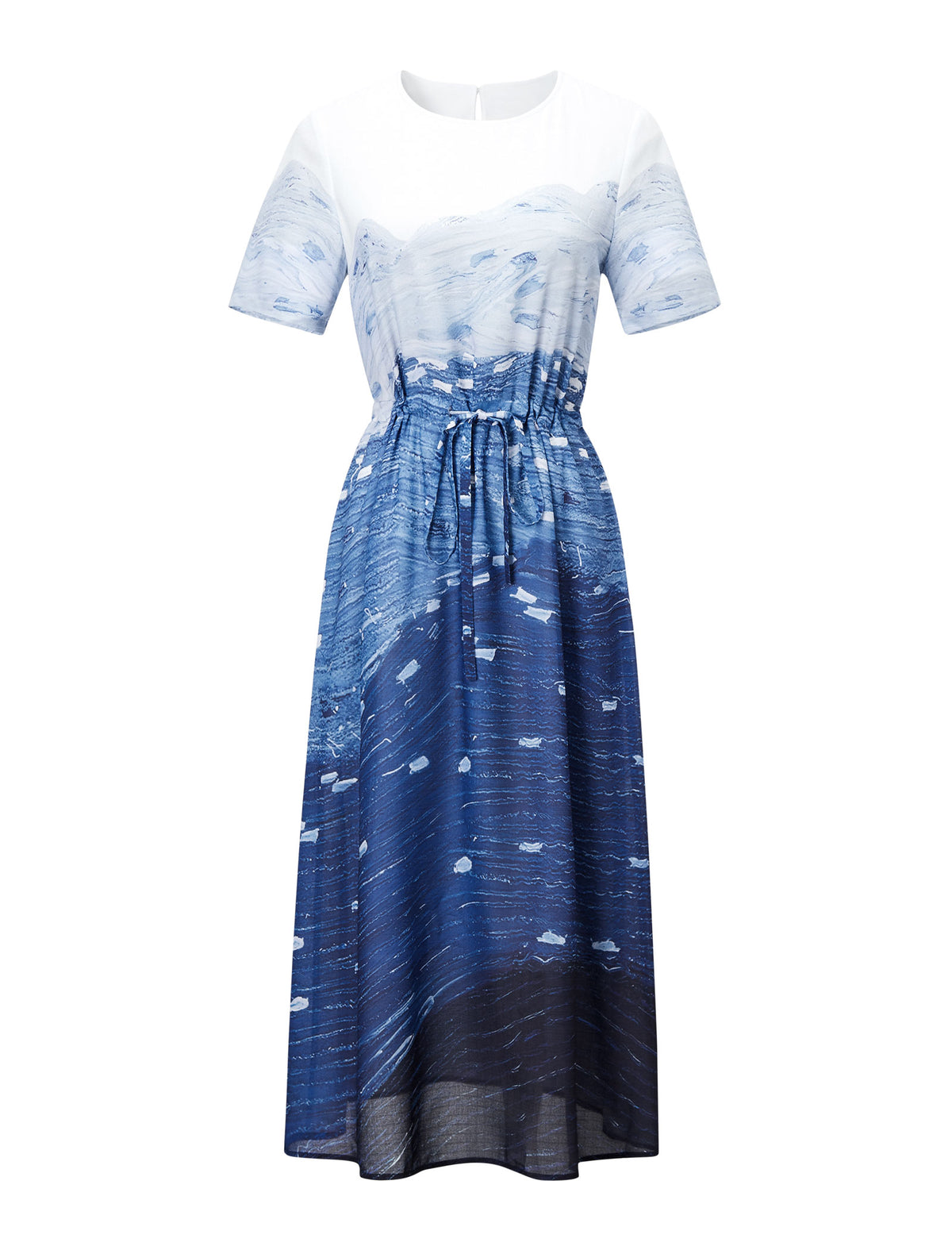 Ocean Breeze Round Neck Midi Dress