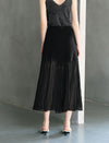 High-Waist Sheer Pleated Midi Skirt