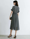 V-Neck Floral Waist-Cinched Dress