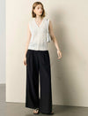 White Lace-Trim Knit Sleeveless Vest
