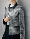 Wool Blend Plaid Crewneck Long Sleeve Jacket