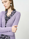 Scalloped Edge Ribbed Knit Cardigan