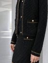 Textured Chain Trim Button Front Cardigan