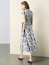 Abstract Print V-Neck Midi Dress