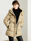 Drawstring Waist Hooded Down Jacket