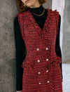 Tweed Double-Breasted Sleeveless Mini Dress