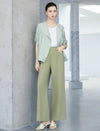 Light Sage Roll Tab Sleeve Open Front Moto Jacket