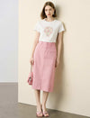 Dusty Pink Soft Lyocell Denim Midi Skirt