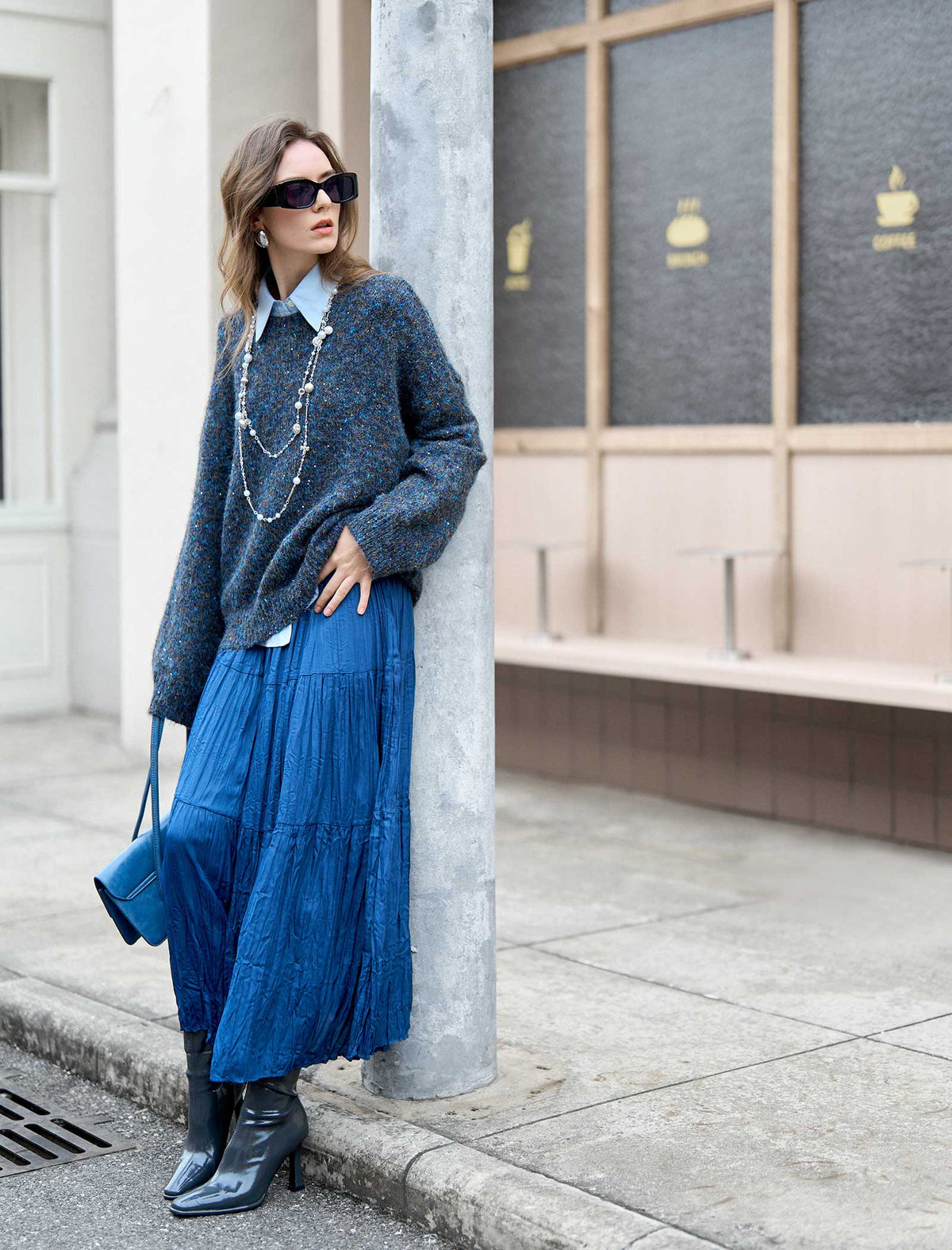 Crinkled Maxi Skirt