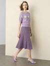 Lavender Floral Intarsia Short Sleeve Knit Top