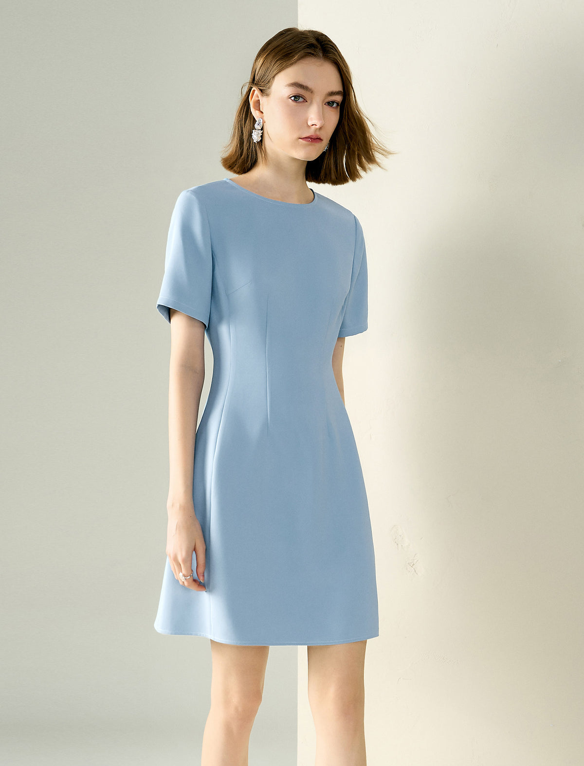 Light Blue Sheath Above Knee Dress