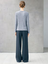 Waffle Texture Half Zip Long Sleeve Top