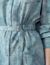 Textured Pattern Stand Collar Belt Detail Blouse