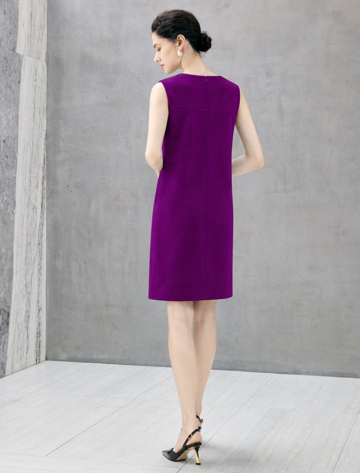 Wool Blend Sleeveless Midi Dress