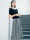 Geometric Print Pleated Midi Skirt